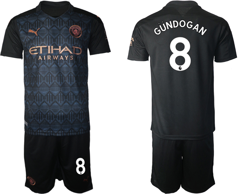 Men 2020-2021 club Manchester City away #8 black Soccer Jerseys->customized soccer jersey->Custom Jersey